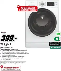 MediaMarkt Whirlpool FFB 8489E BV BE Wasmachine aanbieding