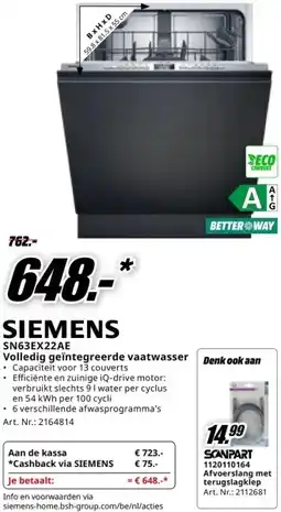 MediaMarkt SIEMENS SN63EX22AE aanbieding