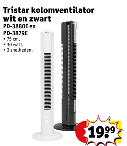 Kruidvat Tristar kolomventilator wit en zwart aanbieding