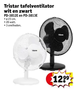 Kruidvat Tristar tafelventilator wit en zwart aanbieding