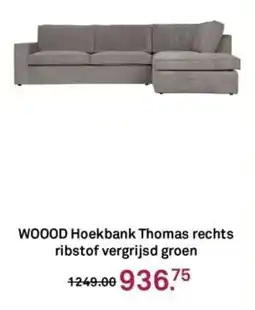 Karwei Woood Hoekbank Thomas rechts ribstof vergrijsd groen aanbieding