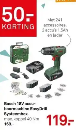 Karwei Bosch 18V accu- boormachine EasyDrill Systeembox aanbieding