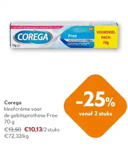 OKay Corega kleefcrème voor de gebitsprothese Free 70 g aanbieding