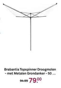 Karwei Brabantia Topspinner Droogmolen met Metalen Grondanker 50 aanbieding