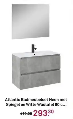 Karwei Atlantic Badmeubelset Heon met Spiegel en Witte Wastafel 80 c aanbieding