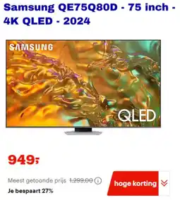Bol.com Samsung QE75Q80D - 4K QLED - 2024 aanbieding