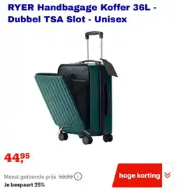 Bol.com Ryer Handbagage Koffer Dubbel TSA Slot Unisex aanbieding