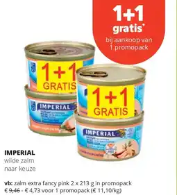 Spar IMPERIAL zalm extra fancy pink 2 x 213 g in promopack aanbieding