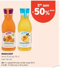 Spar INNOCENT appelsiensap zonder pulp 90 cl aanbieding