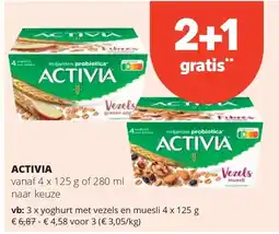 Spar ACTIVIA yoghurt met vezels en muesli 4 x 125 g aanbieding