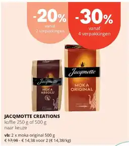 Spar JACQMOTTE CREATIONS moka original 500 g aanbieding