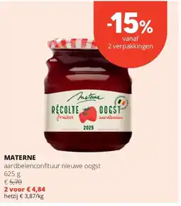 Spar MATERNE aardbeienconfi tuur nieuwe oogst 625 g aanbieding