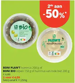 Spar BONI PLAN’T hummus 200 g aanbieding