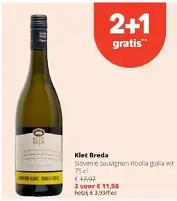 Spar Klet Breda Slovenië sauvignon ribolla gialla wit 75 cl aanbieding