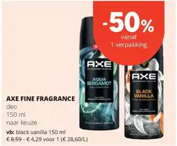 Spar AXE FINE FRAGRANCE black vanilla 150 ml aanbieding