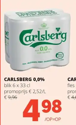 Spar CARLSBERG 0,0% blik 6 x 33 cl aanbieding