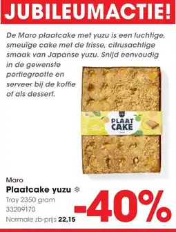 Hanos Maro plaatcake yuzu aanbieding