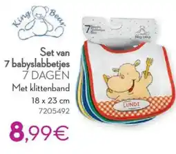 Cora King Bear Set van 7 babyslabbetjes 7 Dagen aanbieding