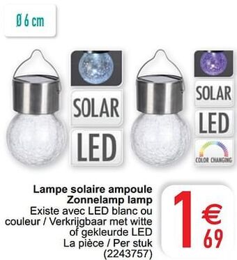 Cora Lampe solaire ampoule zonnelamp lamp aanbieding
