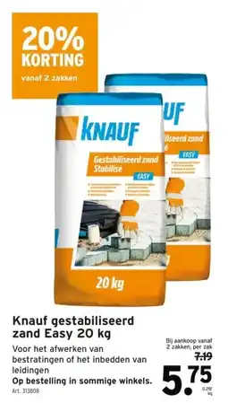 GAMMA Knauf gestabiliseerd zand Easy 20 kg aanbieding