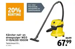 GAMMA Kärcher nat- en droogzuiger WD3 V-15/4/20 1000W aanbieding