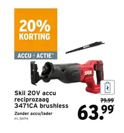 GAMMA Skil 20V accu reciprozaag 3471CA brushless aanbieding
