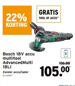 GAMMA Bosch 18V accu multitool Advanced Multi 18LI aanbieding
