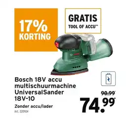GAMMA Bosch 18V accu multischuurmachine UniversalSander 18V-10 aanbieding