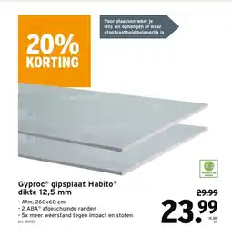 GAMMA GyprocⓇ gipsplaat HabitoⓇ dikte 12,5 mm aanbieding