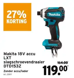 GAMMA Makita 18V accu LXT slagschroevendraaier DTD153Z aanbieding