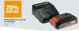 GAMMA Einhell 18V accu 2,5 Ah en snellader aanbieding