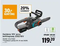 GAMMA Gardena 18V accu kettingzaag 250/18V aanbieding