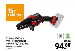 GAMMA Einhell 18V accu mini kettingzaag GE-PS 18/15 Li BL aanbieding