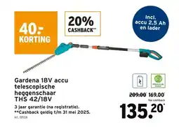 GAMMA Gardena 18V accu telescopische heggenschaar THS 42/18V aanbieding