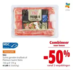 Colruyt Vici Surimi garnalen knoflook of Premium Surimi Sticks aanbieding