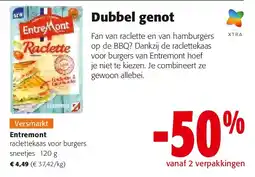Colruyt Entremont raclettekaas voor burgers sneetjes 120 g aanbieding