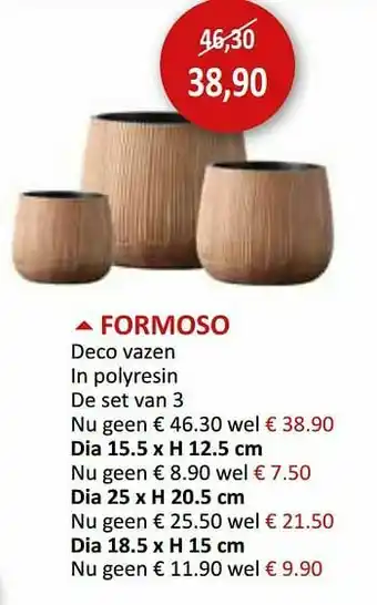 Weba Formoso deco vazen in polyresin de set van 3 aanbieding