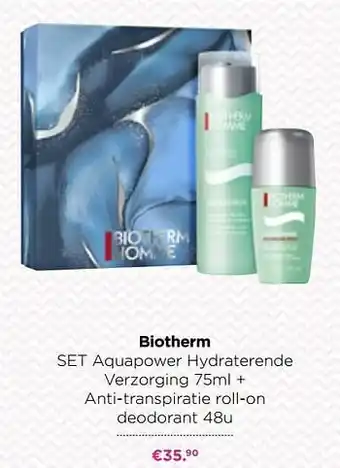 ICI PARIS XL Biotherm set aquapower hydraterende verzorging + anti-transpiratie roll-on deodorant 48u aanbieding