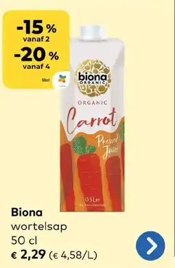 Bio Planet Biona wortelsap aanbieding