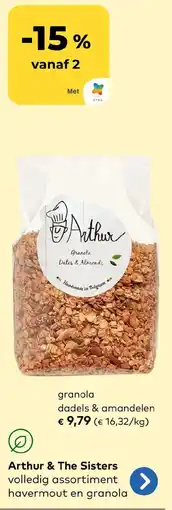Bio Planet Arthur & The Sisters granola dadels & amandelen aanbieding
