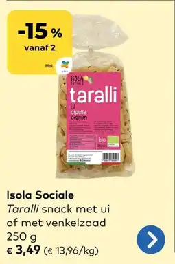 Bio Planet Isola Sociale Taralli snack met ui of met venkelzaad aanbieding