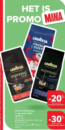 Carrefour Gamma ko ebonen en gemalen ko e LavAzza aanbieding