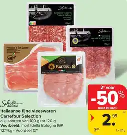 Carrefour Italiaanse fi jne vleeswaren Carrefour Selection aanbieding