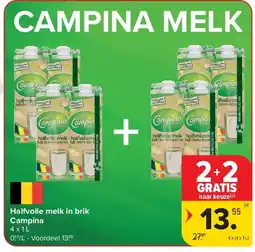 Carrefour Halfvolle melk in brik Campina aanbieding