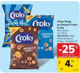 Carrefour Chips Rings en Patatas Fritas Croky aanbieding