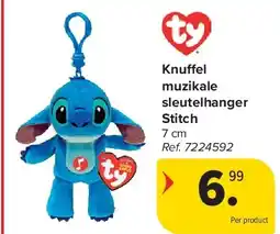 Carrefour Knuffel muzikale sleutelhanger Stitch aanbieding