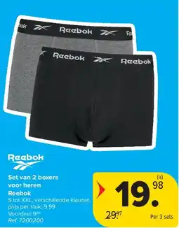 Carrefour Set van 2 boxers voor heren Reebok aanbieding