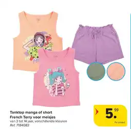 Carrefour Tanktop manga of short French Terry voor meisjes aanbieding