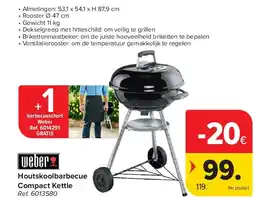 Carrefour Houtskoolbarbecue Compact Kettle aanbieding
