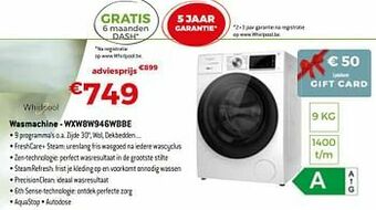 Exellent Whirlpool wasmachine - wxw8w946wbbe aanbieding